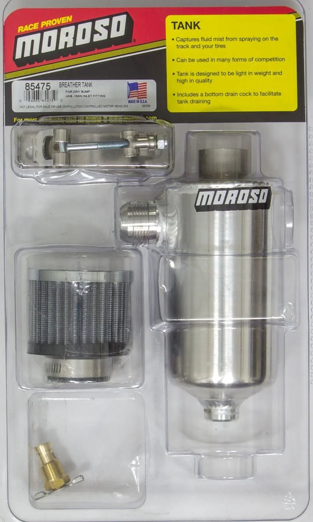 Moroso 85475 Dry Sizeump Breather Tank -16 AN Inlet