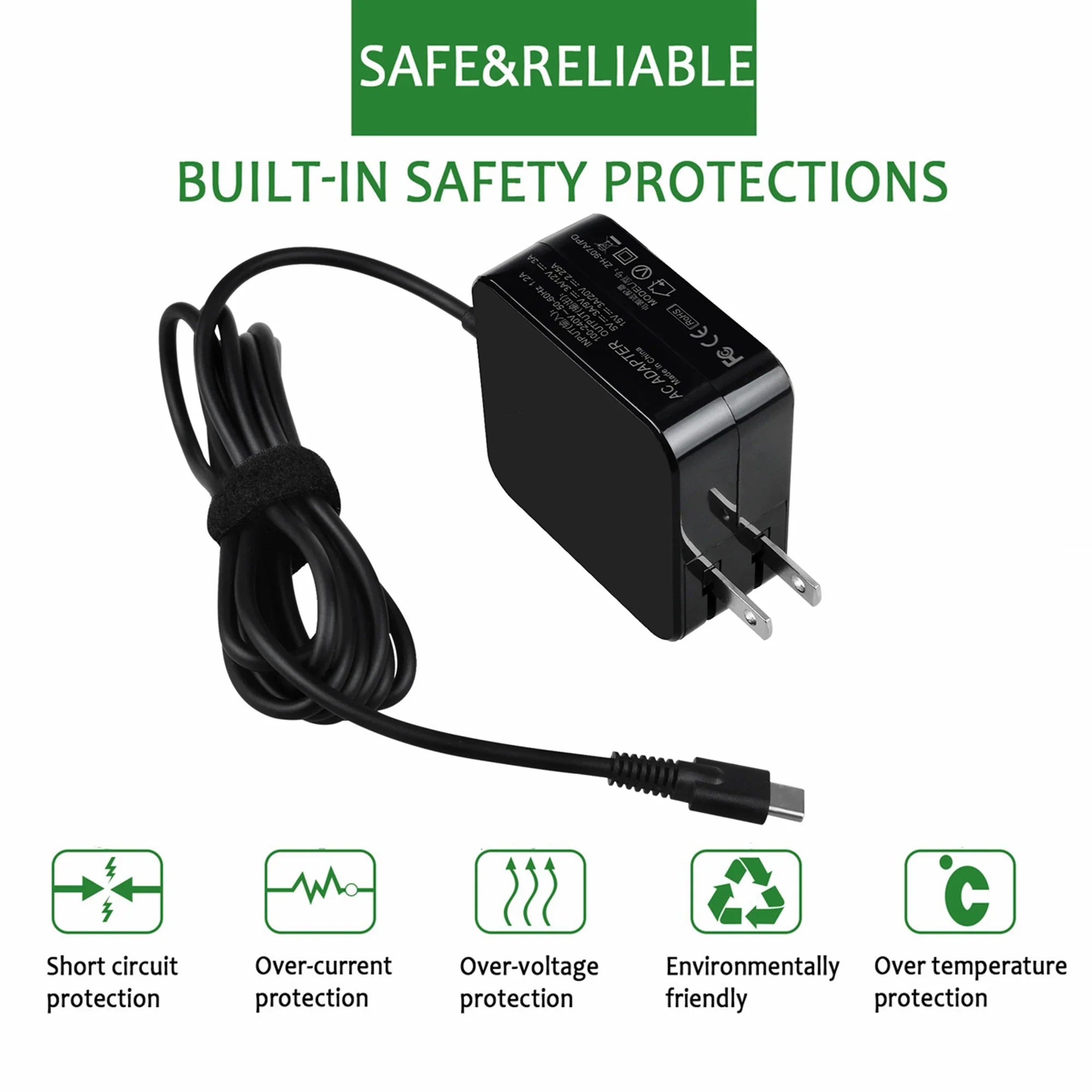 KONKIN BOO Compatible 45W Type-C AC Adapter Charger Replacement for Lenovo 300e Chromebook 2nd Gen MTK Type 81QC