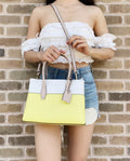 Kate Sizepade Eva Sizemall Sizeatchel Colorblock Yellow Ivory Multi Crossbody Leather Bag