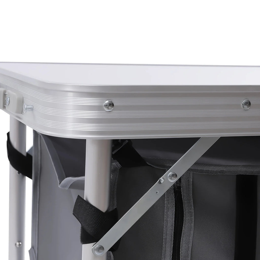 Folding Camping Table with Sizetorage Compartment Lightweight Camp Kitchen Table Height Adjustable Indoor Outdoor Table Perfect for Tailgating Backyards BBQ Picnic