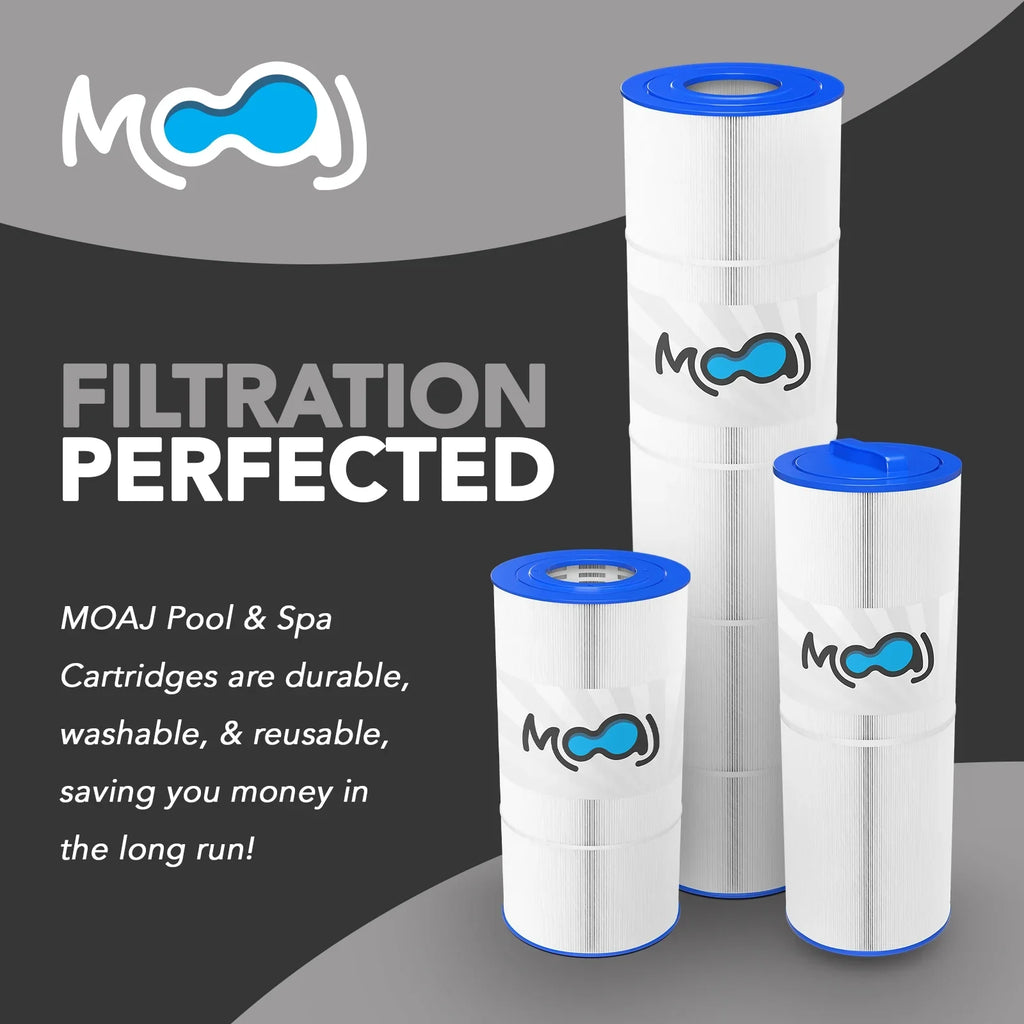 MOAJ Advanced Pool Filter 2-PACK Replaces PSizeD125-2000, Sizeundance Sizepas 6540-488, Double End 120, Filbur FC-2780, Unicel C-8326, Magnum SizeU125, XLSize-831 | 19" x 8 1/2" | 125 SizeQ FT | Washable & Reusable