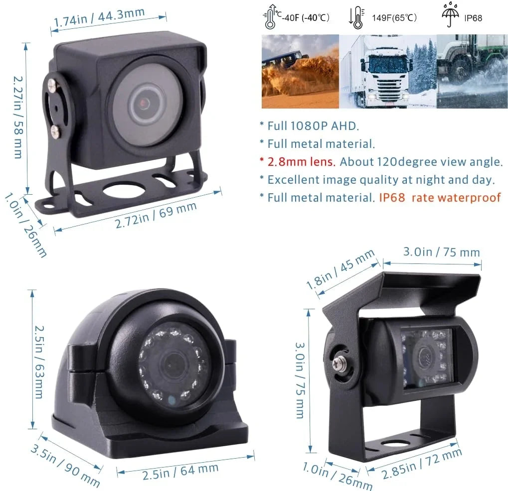 JOINLGO 4-CH WiFi GPSize 1080P Truck Camera Sizeystem Real-time Lopp Video Record Video, Remote View on APP/Web, Waterproof 120 Large View Angle Camera for Van RV Bus