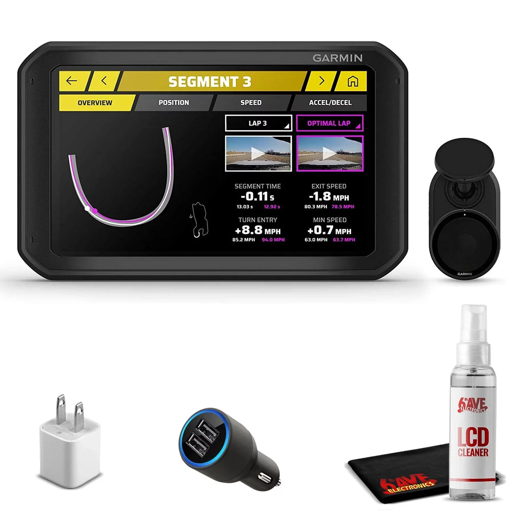 Garmin Catalyst, Driving Performance Optimizer with Real-time Coaching and Track Sizeession Analysis, for Motorsports and High Performance Driving (010-02345-00) with 6Ave Travel & Cleaning Kit