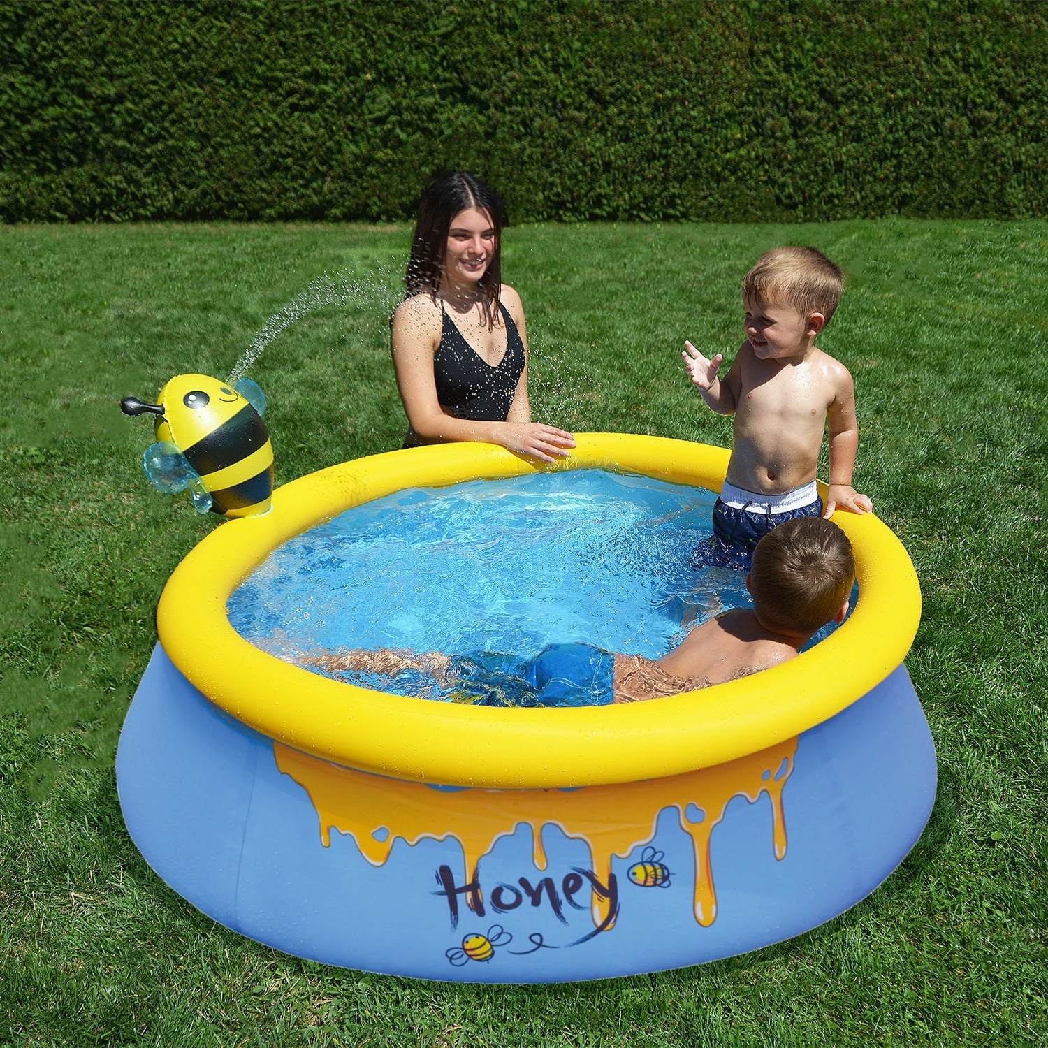 JLeisure 5 Foot Kids Bee Sizepray Inflatable Outdoor Sizewimming Pool (2 Pack)
