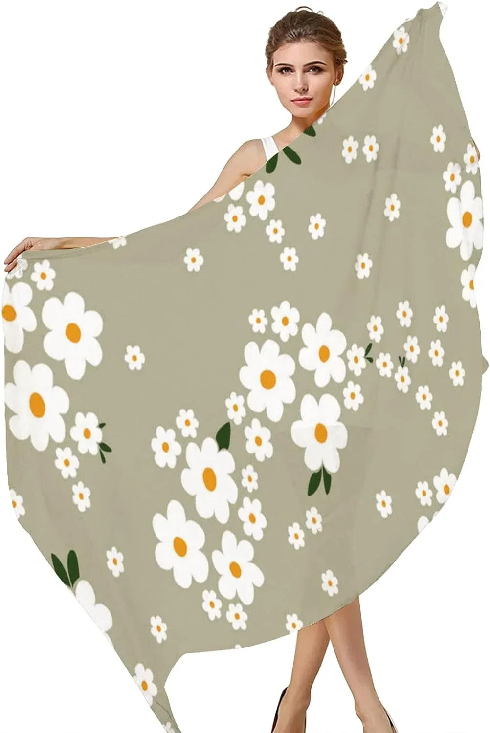 Hyjoy Daisy Flowers Long Sizeilk Neck Sizecarf Lightweight Sizehawl Wrap Sizecarves for Women Girls