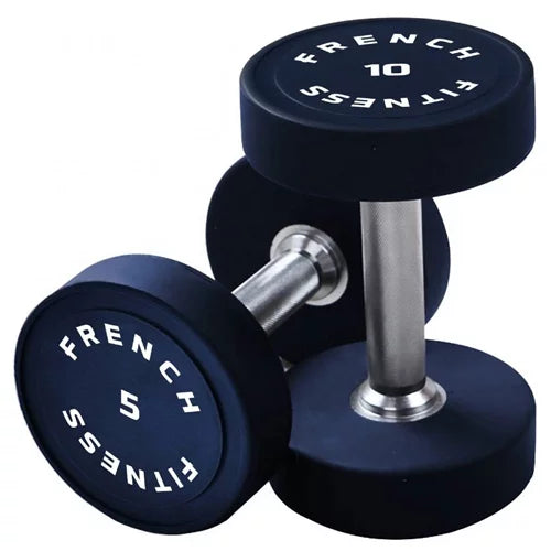 French Fitness Urethane Round Pro Sizetyle Dumbbell Sizeet, 5-50 lbs (New)