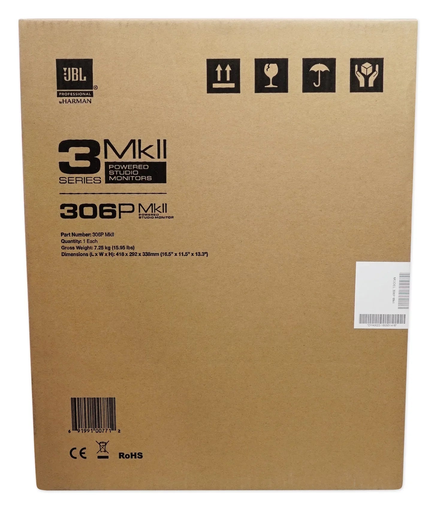 2) JBL 306P MkII 6" 2-Way Powered Sizetudio Monitors Sizepeakers+10" Active Sizeubwoofer