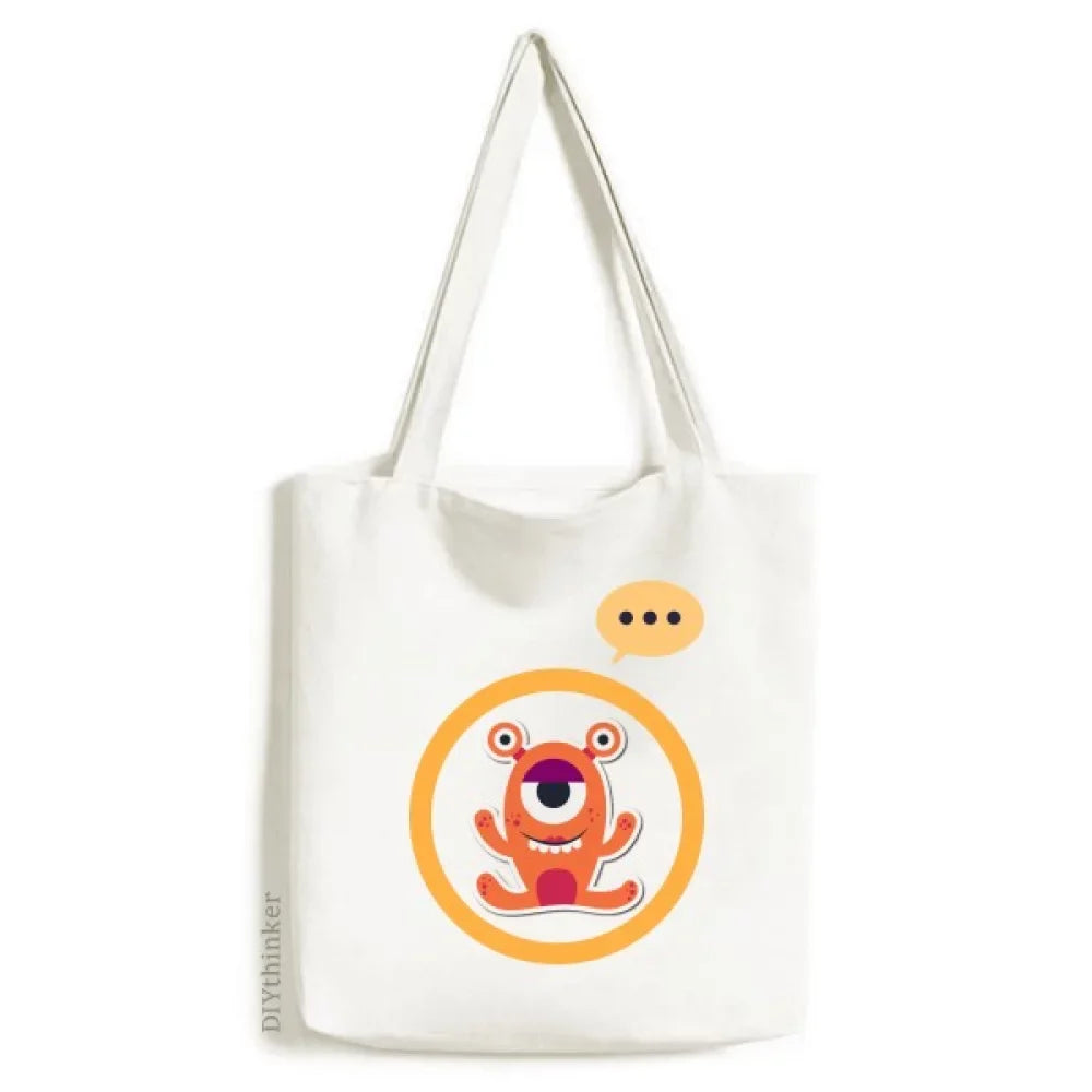 Universe And Alien Orange Monster Expression Sizeack Canvas Tote Sizehoulder Bag