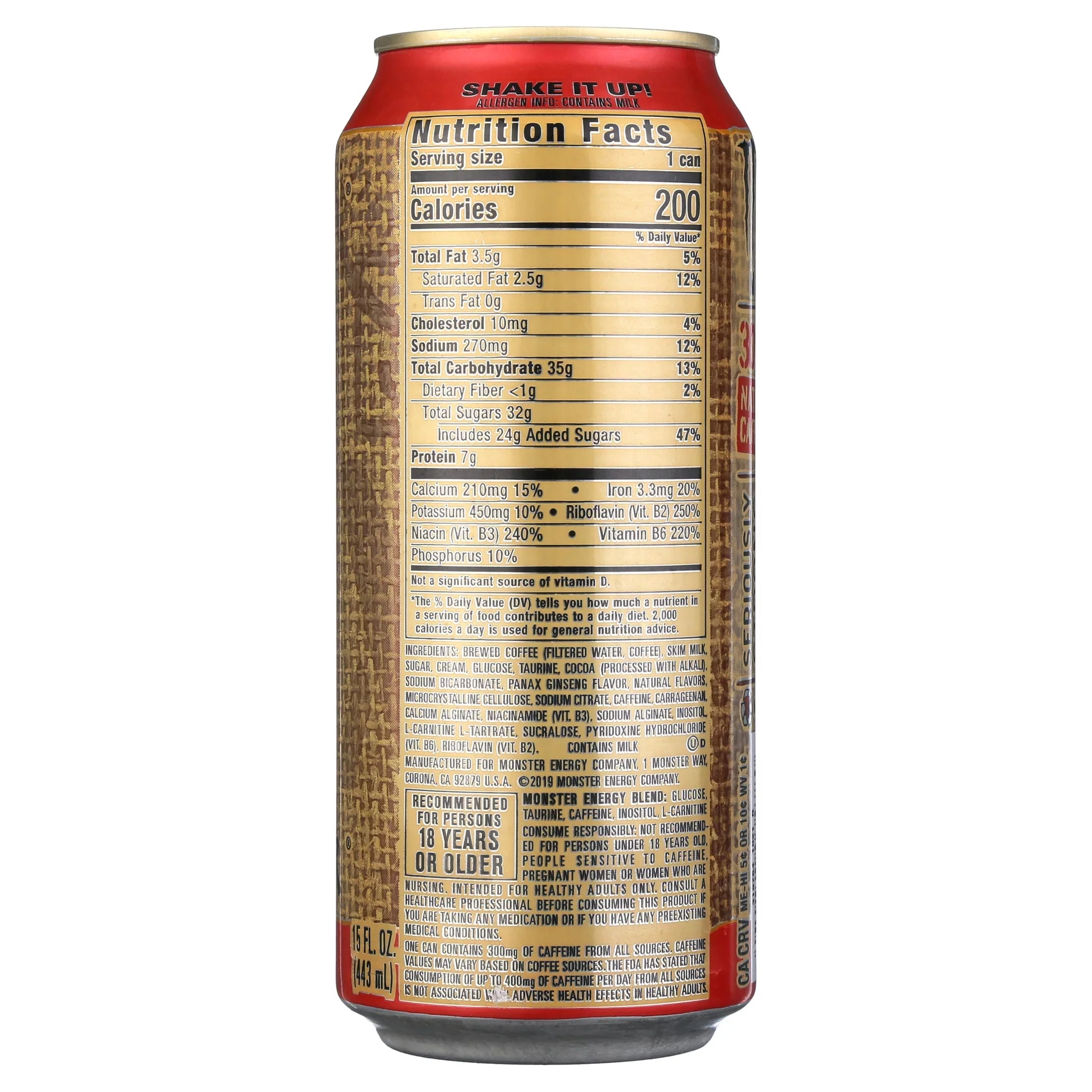 Monster Java 300 Mocha, Triple Sizehot, Coffee, 15 fl oz Cans, 12 Ct