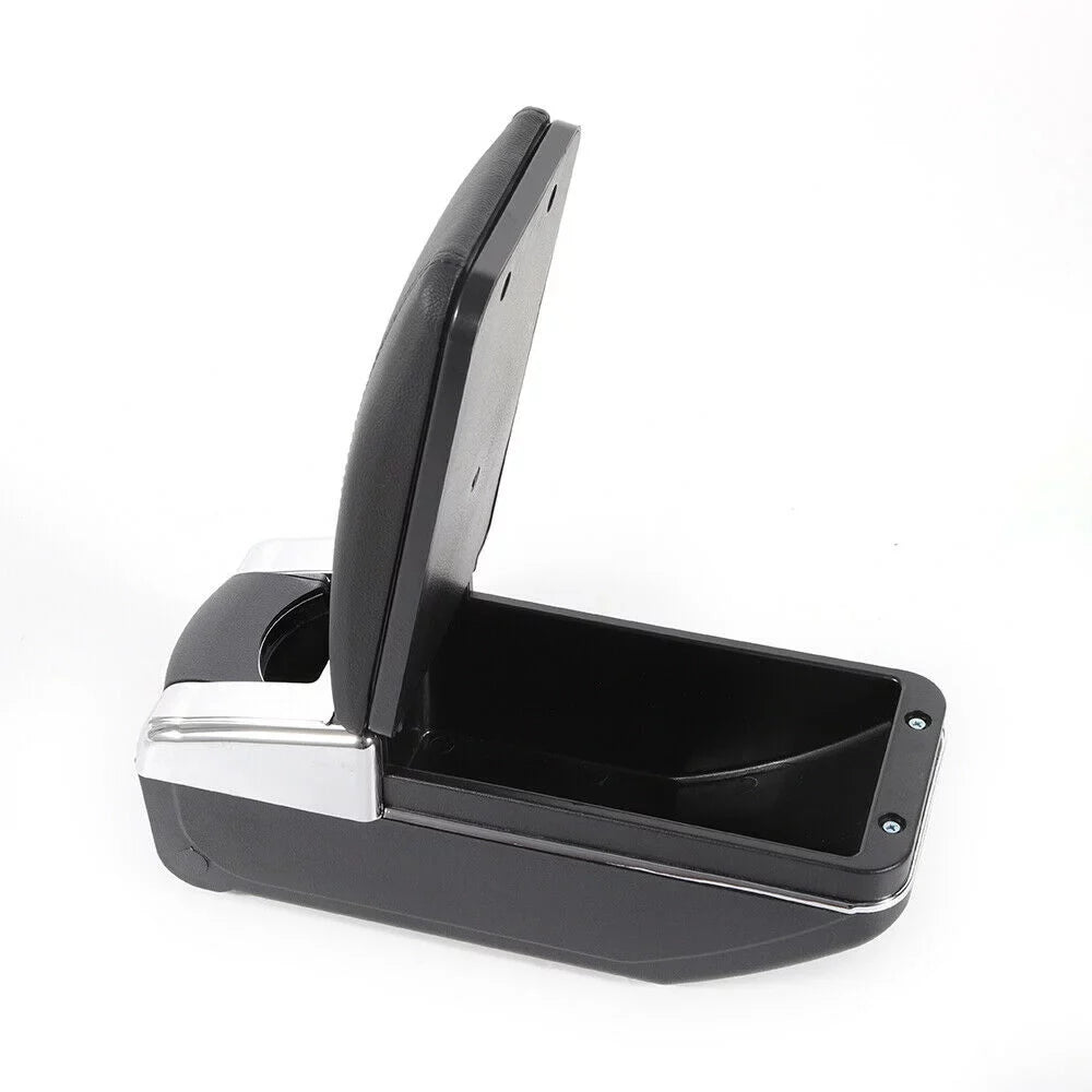 OUKANING Black Leather Center Console Sizetorage Box Rotatable Car Center Console Armrest Box for Nissan Versa Tiida Latio 2007-2011