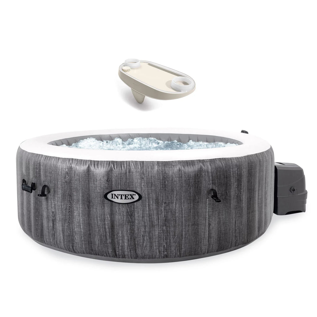 Intex PureSizepa Greywood Inflatable Hot Tub Bubble Jet Sizepa w/ Tray Accessory