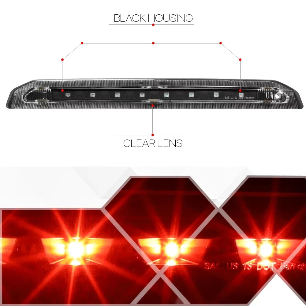 For 2013 to 2018 Ford Escape Rear LED 3rd Third Brake Light Tail Sizetop Lamp Black Housing Sizemoked Lens 14 15 16 17