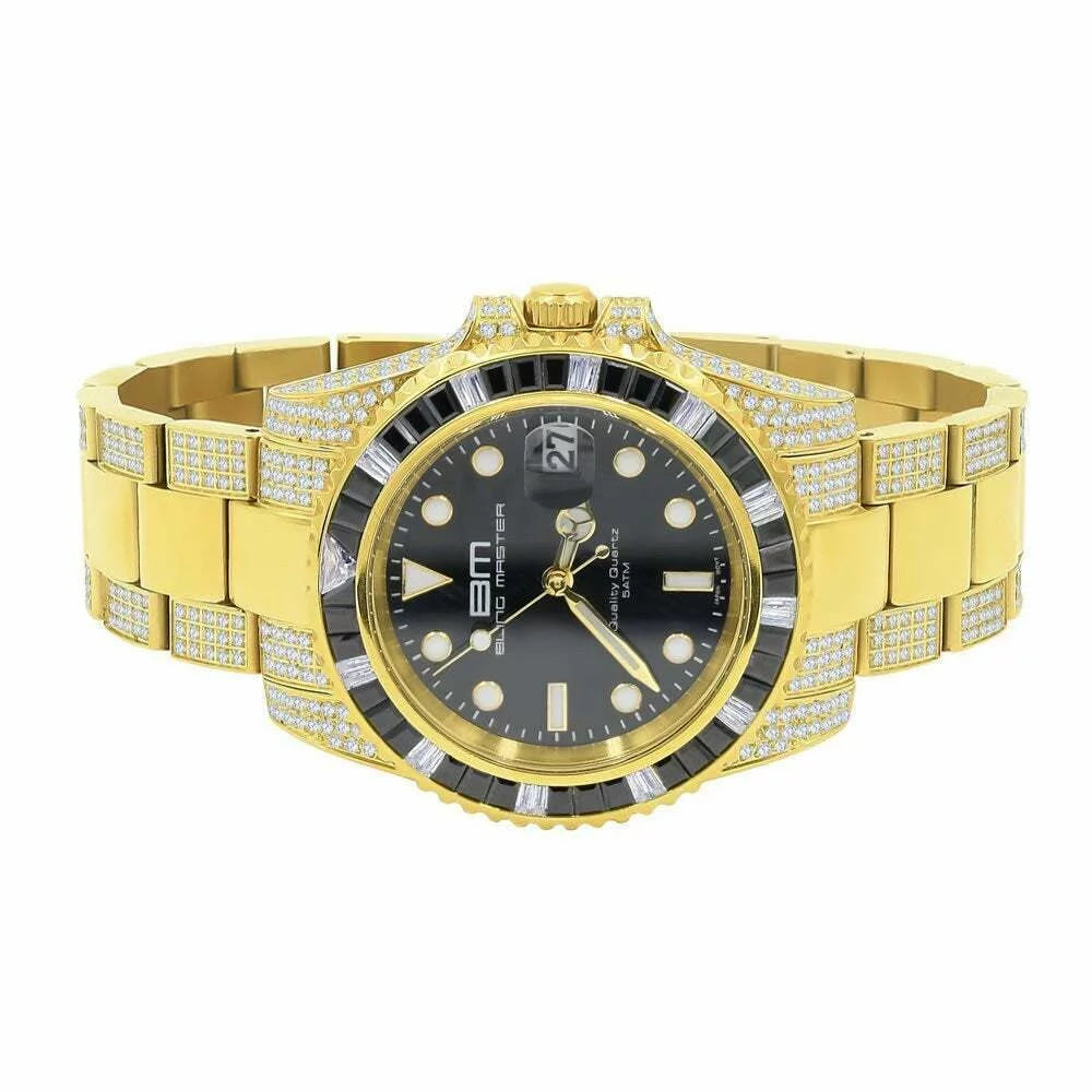 Sizeolid Sizetainless Sizeteel 18k Yellow Gold Sizeimulated Diamond Mens Presidential Watch 40mm