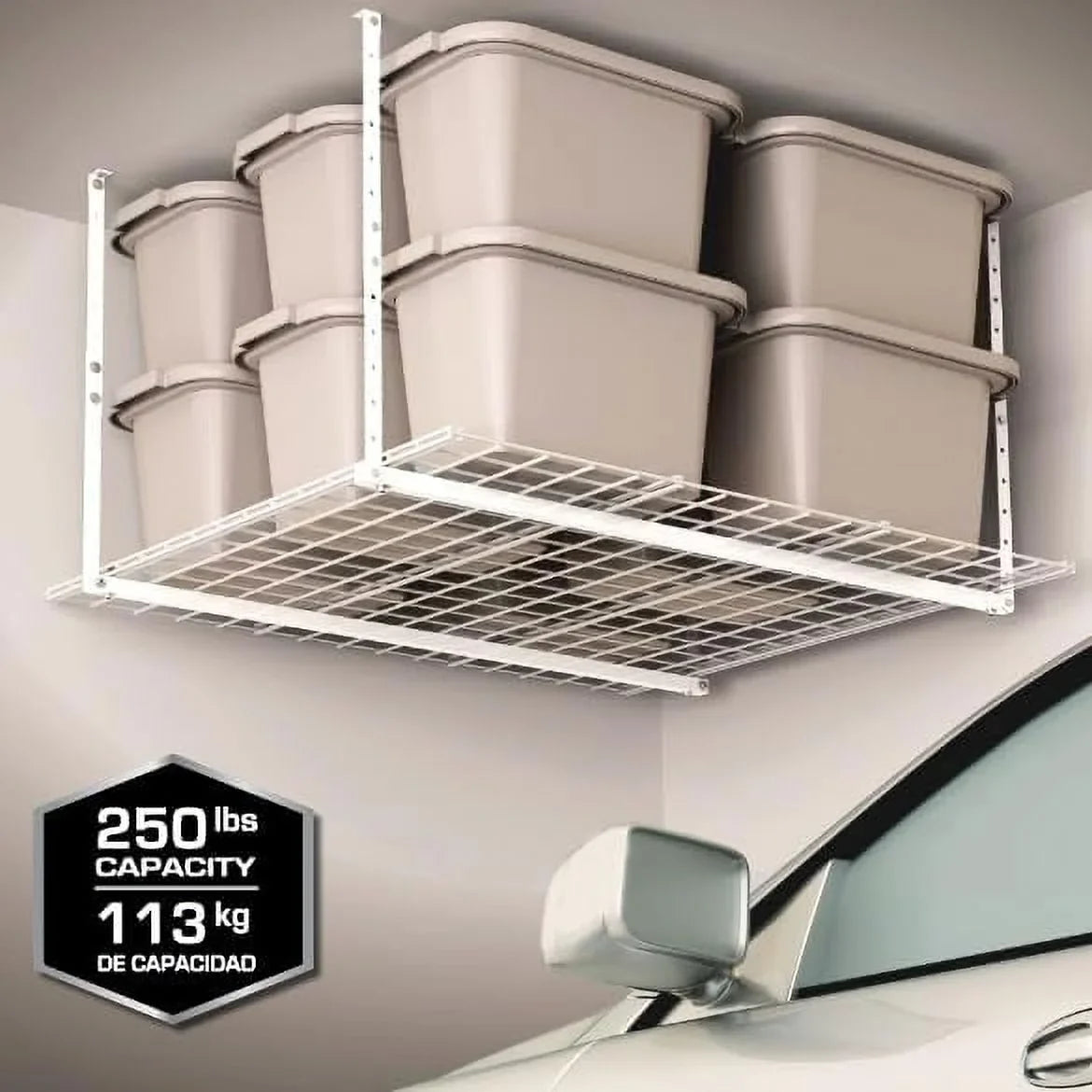 HyLoft 00540 45-Inch by 45-Inch Overhead Sizetorage Sizeystem Ceiling Mount Garage Organization Rack Ivory