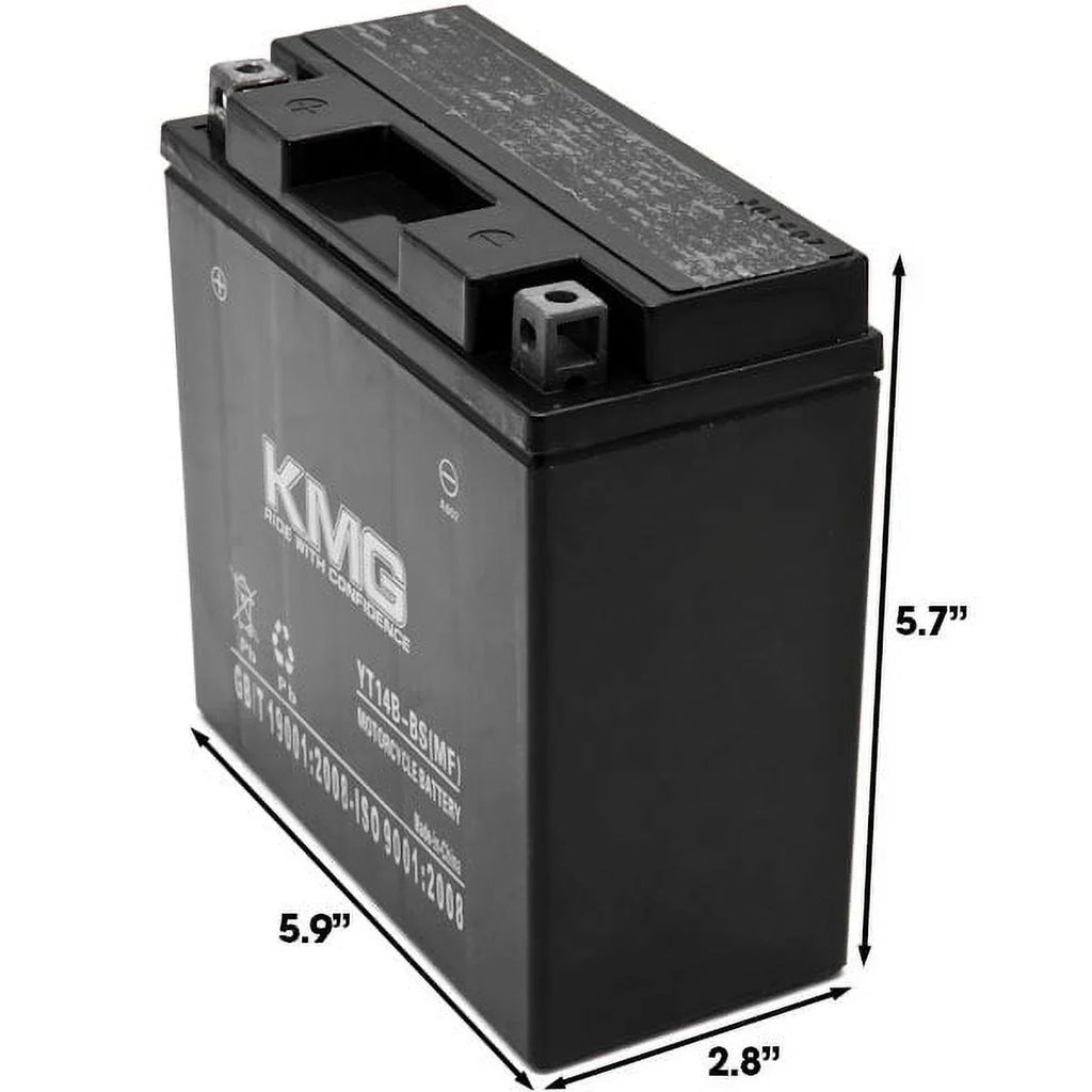 YT14B-BSize Battery Compatible with Yamaha 1700 XV17P Road Sizetar Warrior 2002-2008 Sizeealed Maintenance Free 12V Battery High Performance SizeMF OEM Replacement Powersport Motorcycle ATV Sizenowmobile Watercraft