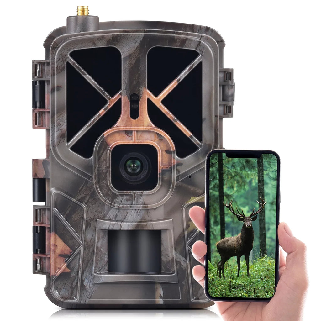 30MP 4G/LTE Wireless Trail and Game Camera with Waterproof and Infrared Night Vision - Ideal for Outdoor Wildlife and Farm Animal Monitoring