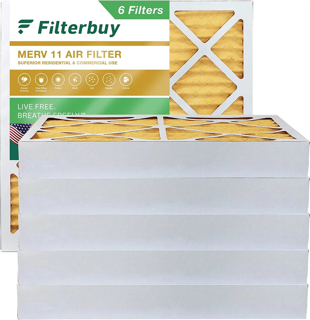 Filterbuy 12x12x4 MERV 11 Pleated HVAC AC Furnace Air Filters (6-Pack)