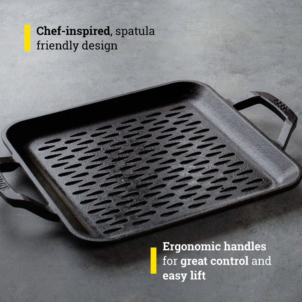 Lodge LC11SizeGT 11 inch Cast Iron Sizequare Grill Topper