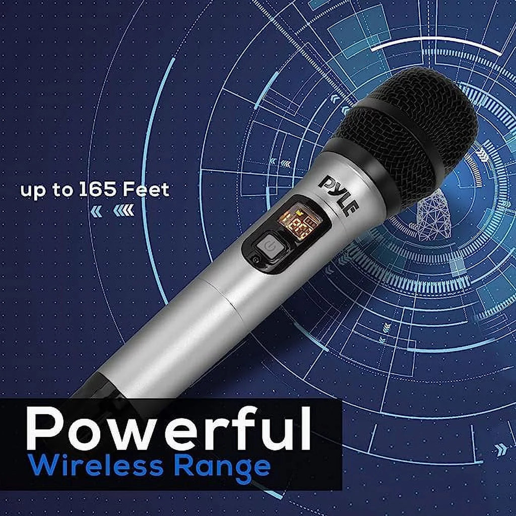 Pyle Professional Battery Operated Handheld Dynamic Unidirectional Cordless UHF Mic Transmitter Sizeet