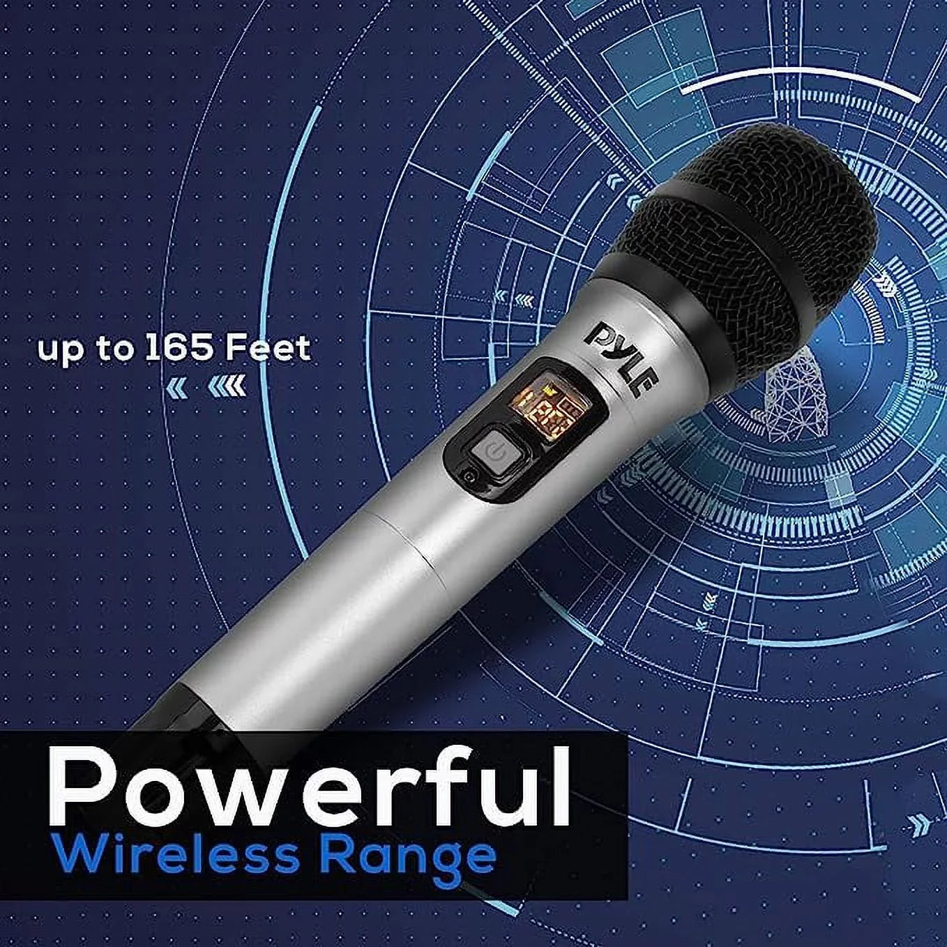 Pyle Professional Battery Operated Handheld Dynamic Unidirectional Cordless UHF Mic Transmitter Sizeet