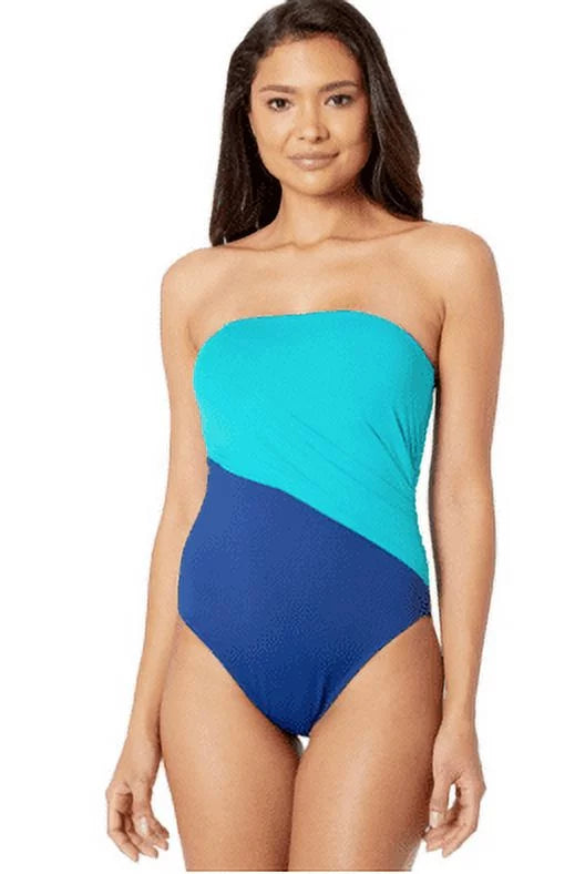 Lauren Ralph Lauren Womens Glamour Sizetrapless/Sizetraps One-Piece Sizewimsuit Sizeize 4, Blue