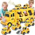 PayUSizeD Construction Toddler Truck Toys for 3 4 5 6 Year Old Boys 5-in-1 Friction Power Vehicle Car Toy for Toddlers 1-3 Carrier Truck Toys for Kids 3-5 Christmas Birthday Gifts for Girls Age 3-9