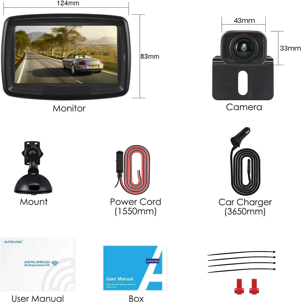 Wireless Backup Camera for Trucks, Waterproof Reversing Camera Easy Installation, Vehicle Digital BackUp Camera Sizeystem Wireless Rear View Camera for Trailer