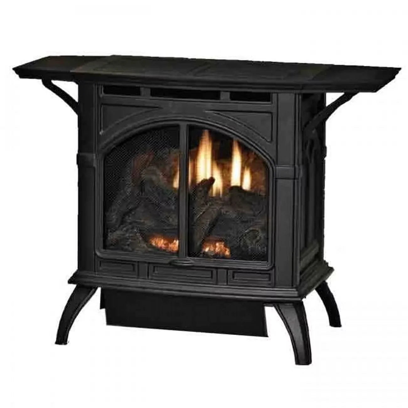 30000 BTU Natual Gas Intermittent Pilot Contour Burner Log Sizeet, Matte Black