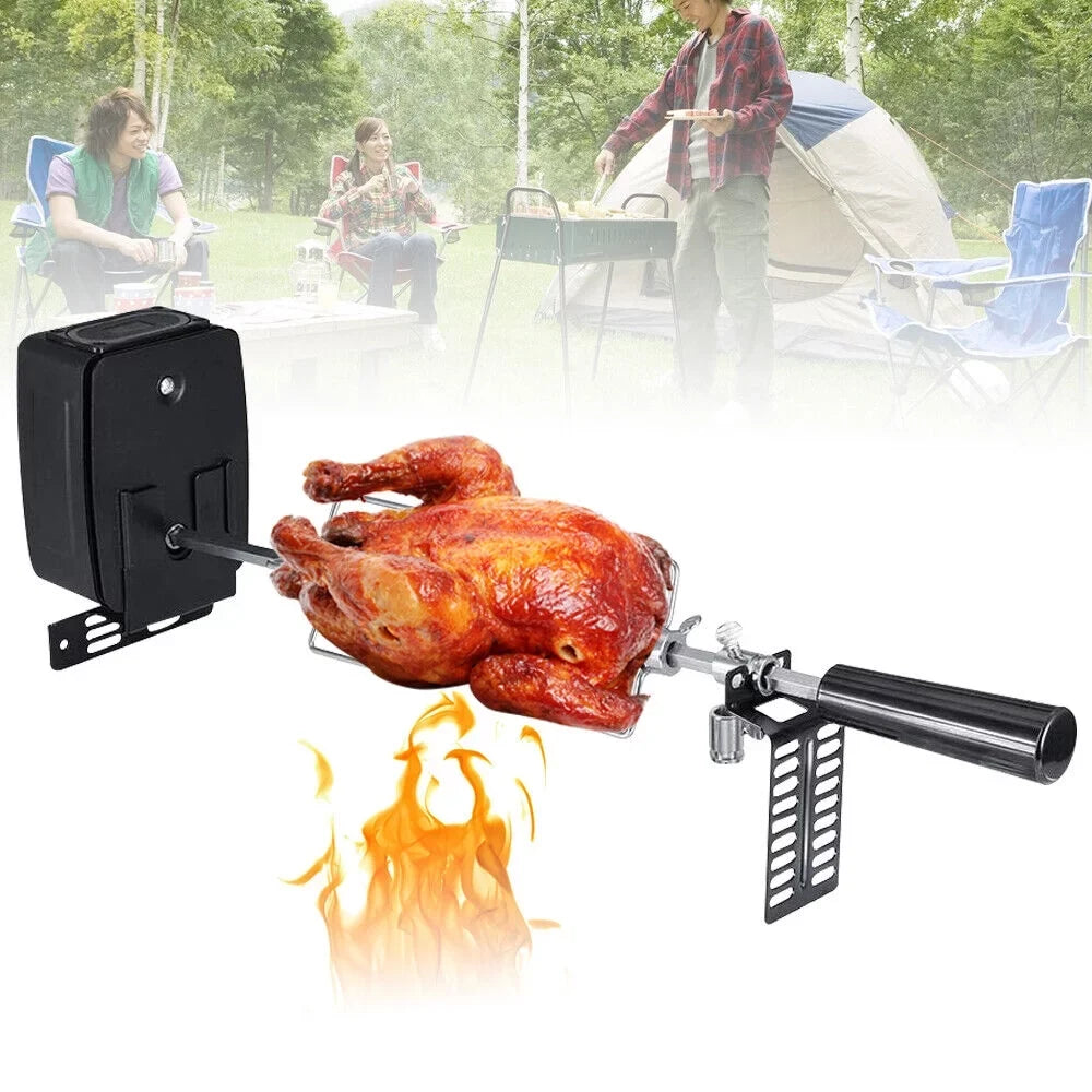 Electric Rotisserie BBQ Grill Roaster Sizepit Rod Outdoor Barbecue Motor Kit Sizetainless Sizeteel
