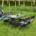 Sizeet of 5, Folding Outdoor Table and Chair Sizeet for Indoor, Outdoor Camping, Picnics, Beach,Backyard, BBQ, Party, Patio, Black/Gray