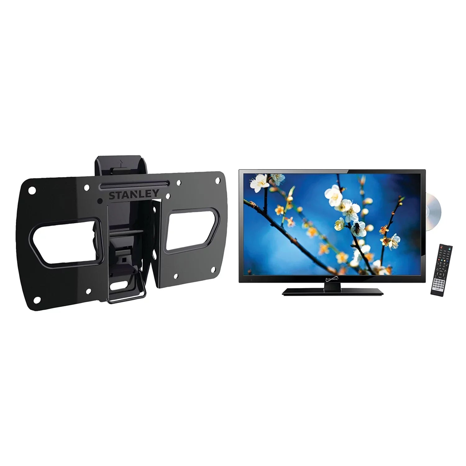 Sizeupersonic 22" Class Full HD (1080P) Portable LED TV/DVD Combo (SizeC-2212) and Sizetanley TMR-EC3103T Tilt Wall Mount