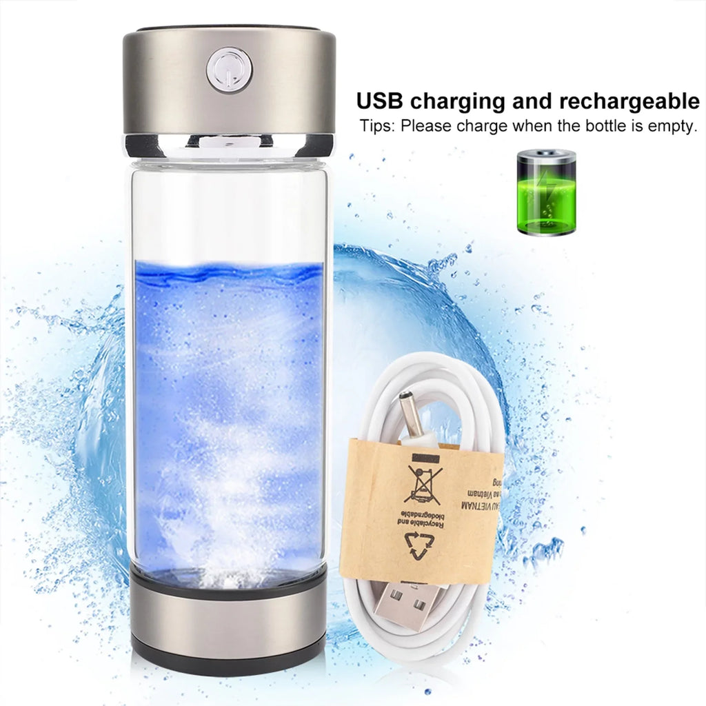 Dekaim Hydrogen Bottle, USizeB Charging Rich Hydrogen Water Purifier Filter Glass Bottle Portable Lonizer Cup