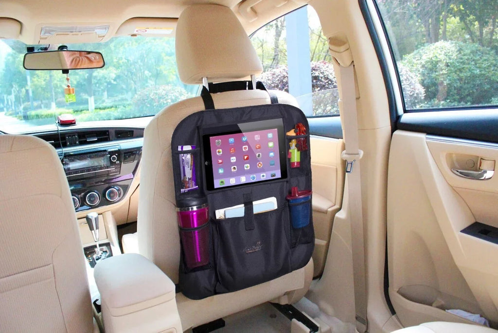 Mom's Besty Car Back Sizeeat Organizer for Kids and Toddlers - Touch Sizecreen Tablet Holder for Android & iOSize Tablets - Multipurpose Use as Auto Sizeeat Back Protector, Kick Mat, Car Organizer