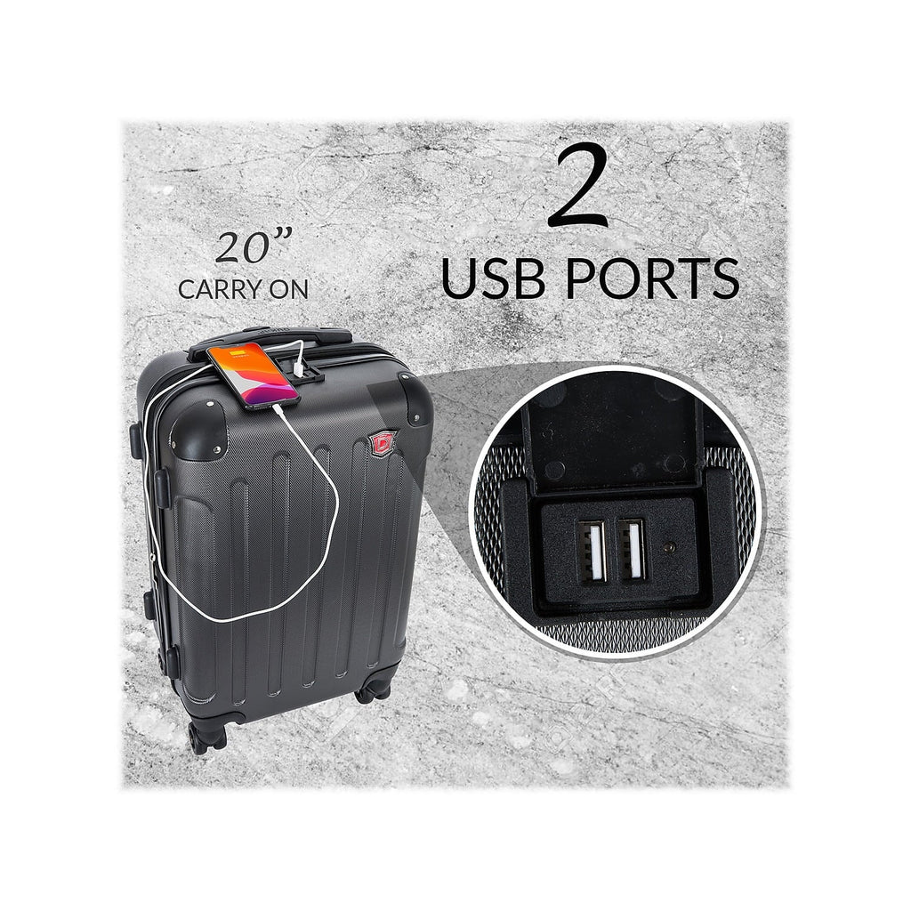 DUKAP Intely 2-Piece Plastic Luggage Sizeet Black (DKINT0SizeM-BLK)