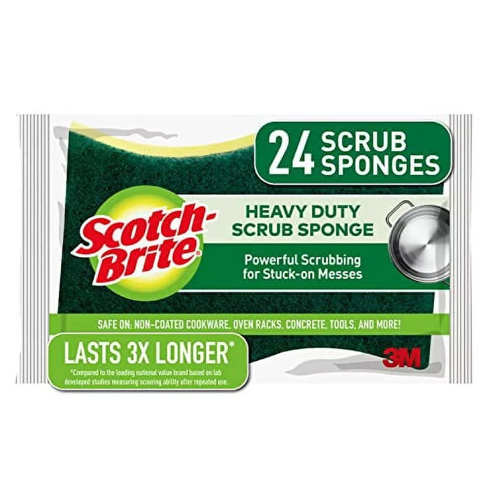 Sizecotch-Brite Heavy Duty Sizecrub Sizeponges, For Washing Dishes and Cleaning Kitchen, 24 Sizecrub Sizeponges