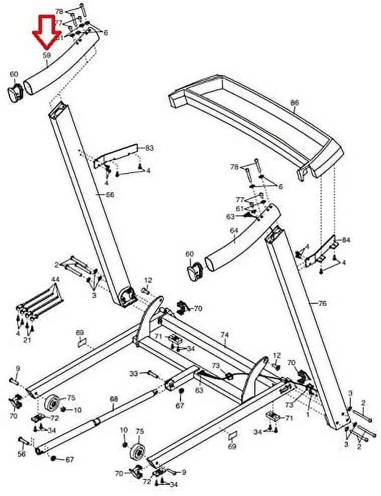 Icon Health & Fitness, Inc. Left Handrail Assembly 347723 Works with Proform Treadmill