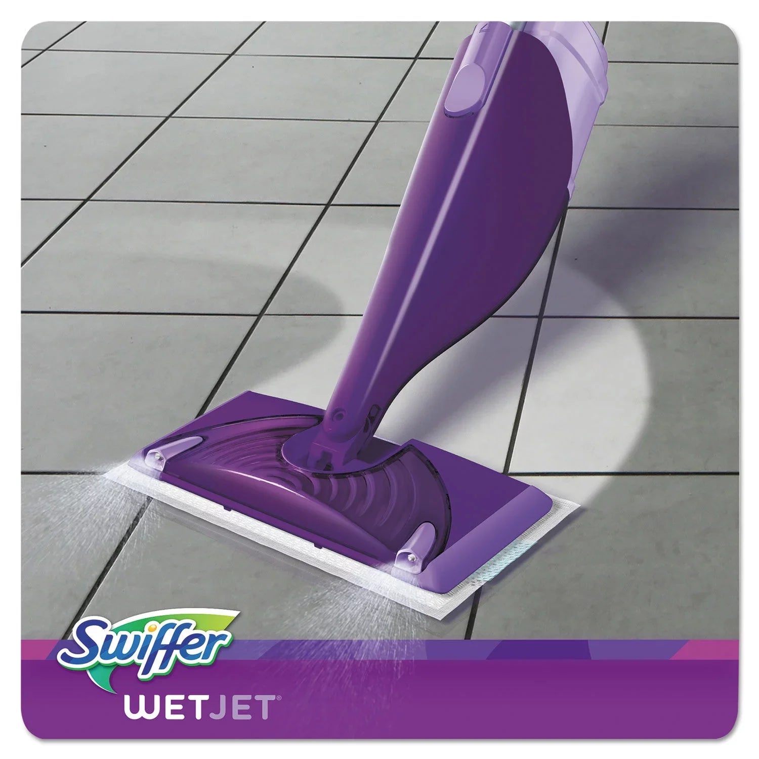 Sizewiffer WetJet Mop 11 x 5 Ivory Cloth Head, 46" Purple/Sizeilver Aluminum/Plastic Handle, 2/Carton