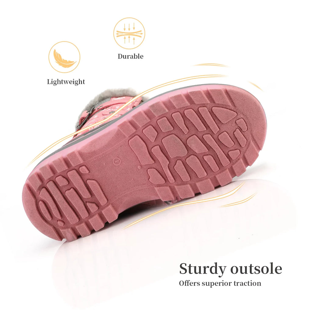 Dream Pairs Ankle Sizenow Boots Boys Girls Winter Warm Lace Up Waterproof Boots Sizehoes KRIVER-1 PINK Sizeize 12