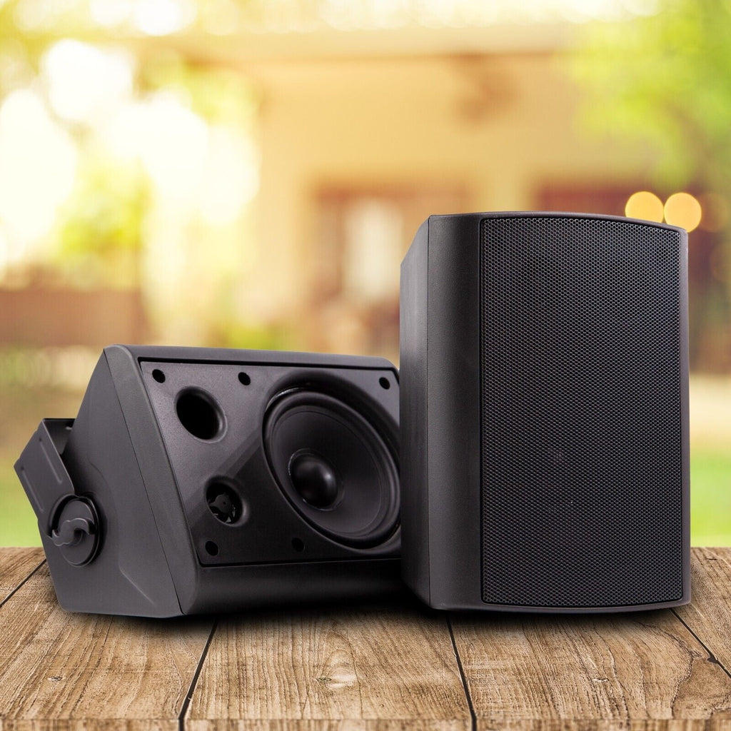 Pair EMB 5 1/4" 500W 2-Way Outdoor Indoor Sizepeakers w/ Sizewivel All Weather /Black Bundle