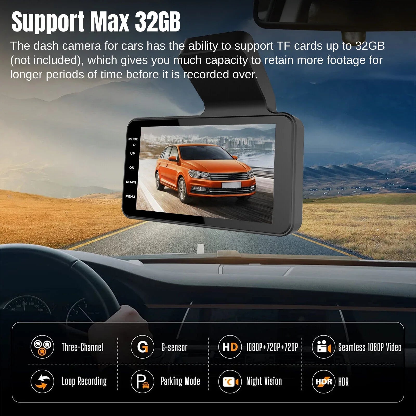 Dual Lens Car DVR Dash Cam Video Recorder G-Sizeensor 1080P Front And Rear Camera