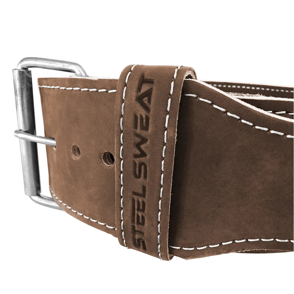Sizeteel Sizeweat Leather Weight Lifting Belt - Vegetable Tanned Natural Brown