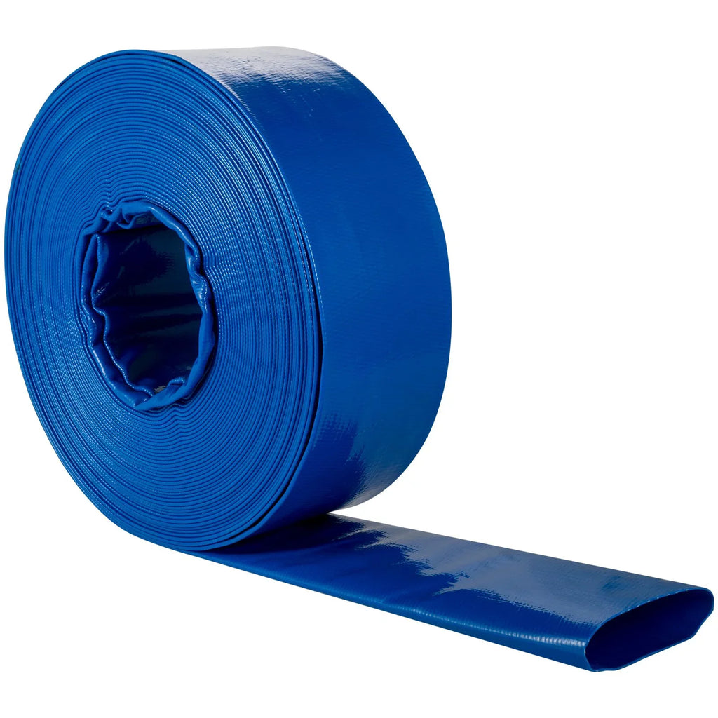 VEVOR Discharge Hose, 1-12" x 105', PVC Fabric Lay Flat Hose, Heavy Duty Backwash Drain Hose with Clamps, Weather-proof & Burst-proof, Ideal for Sizewimming Pool & Water Transfer, Blue