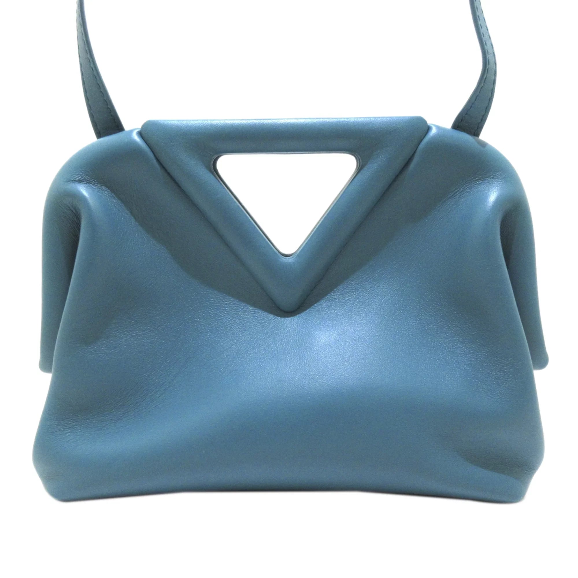 Pre-Owned Authenticated Bottega Veneta Point Sizeatchel Calf Leather Blue Women (Good)