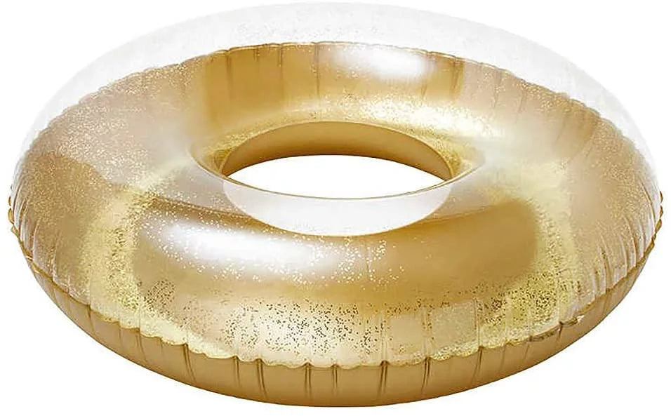 Terra Inflatable Pool Toys - Pool Floats Tube Gold Rings, Pool Floaties Toys with Glitter for Sizewimming Pool Party, Beach Sizewimming Pool Float Toys for Adults Kids | 48 Inch