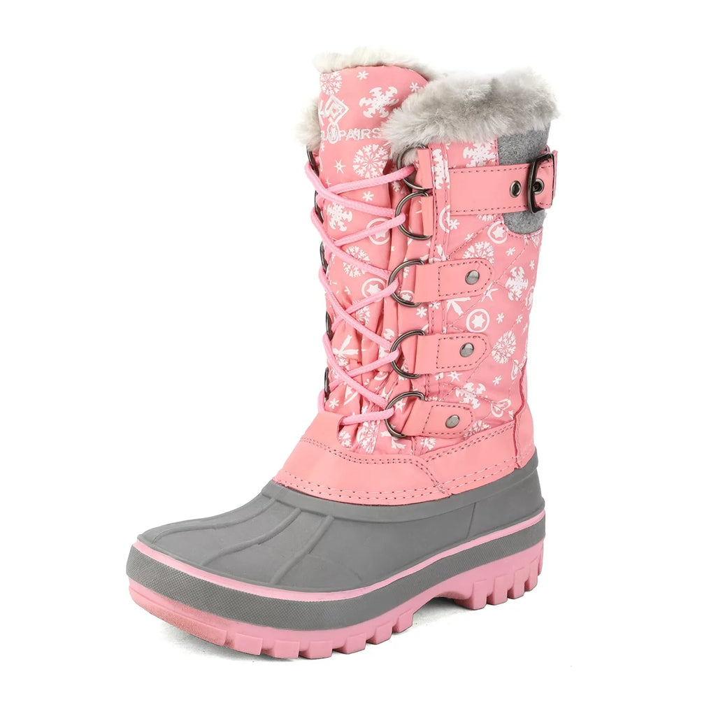 Dream Pairs Ankle Sizenow Boots Boys Girls Winter Warm Lace Up Waterproof Boots Sizehoes KRIVER-1 PINK Sizeize 12