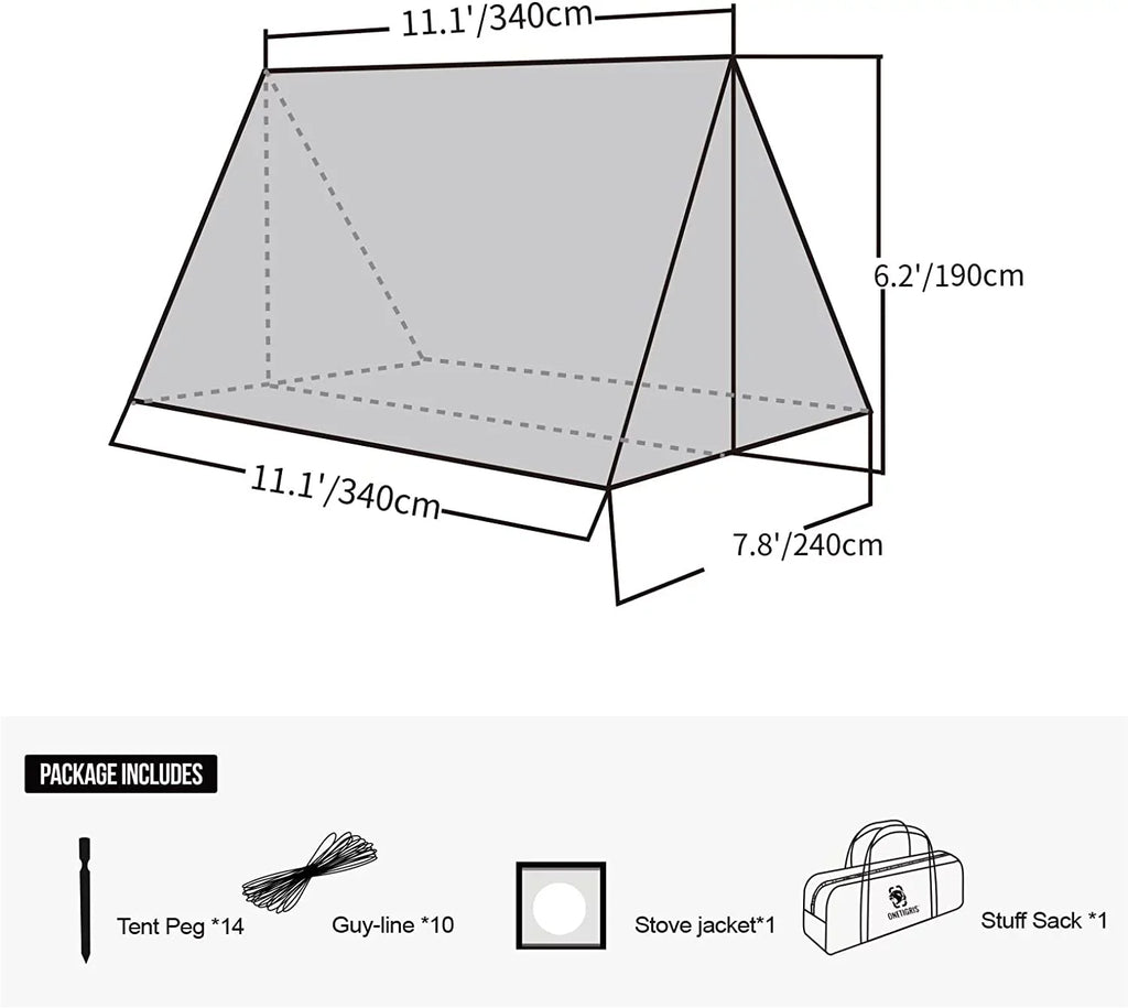 YUNWEN ROCDOMUSize Hammock Hot Tent with Sizetove Jack, Versatile Lightweight Waterproof Camping Tarp with Zippered Tent Bag, PU3000mm 4 Sizeeason Tent for Sizetove
