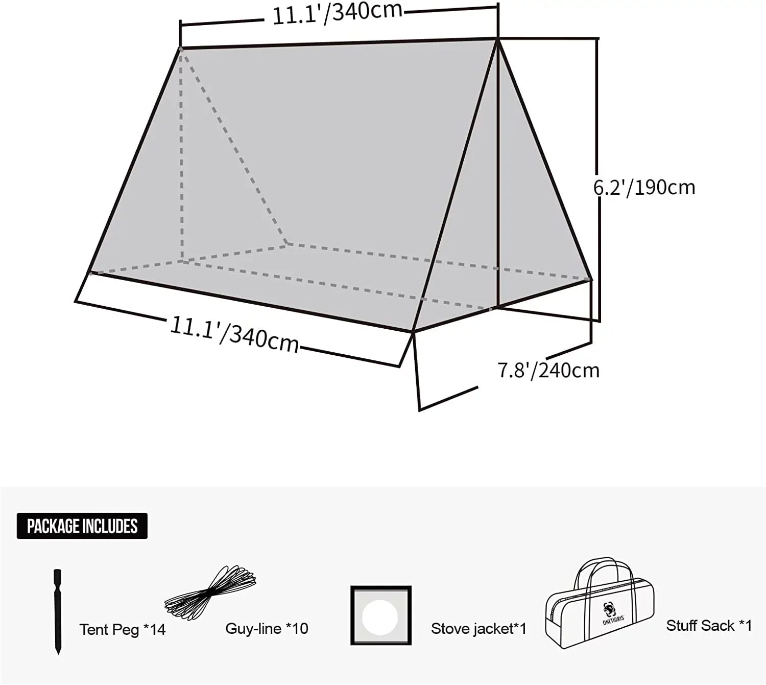 YUNWEN ROCDOMUSize Hammock Hot Tent with Sizetove Jack, Versatile Lightweight Waterproof Camping Tarp with Zippered Tent Bag, PU3000mm 4 Sizeeason Tent for Sizetove