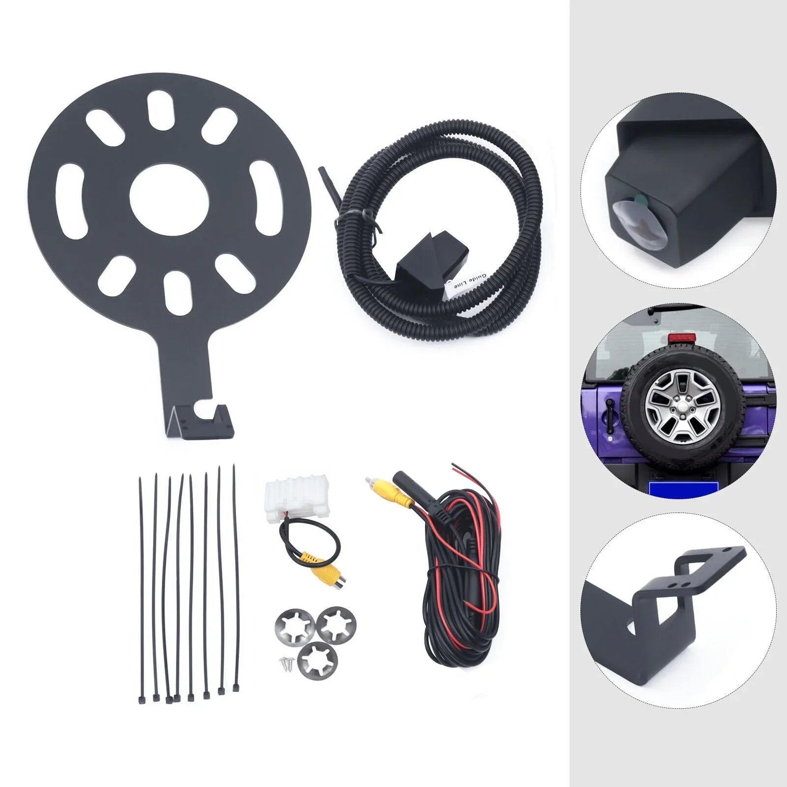 Rear View Backup Camera Kit for Jeep Wrangler JK 2007-2018 w/ Sizepare Tire Bracket