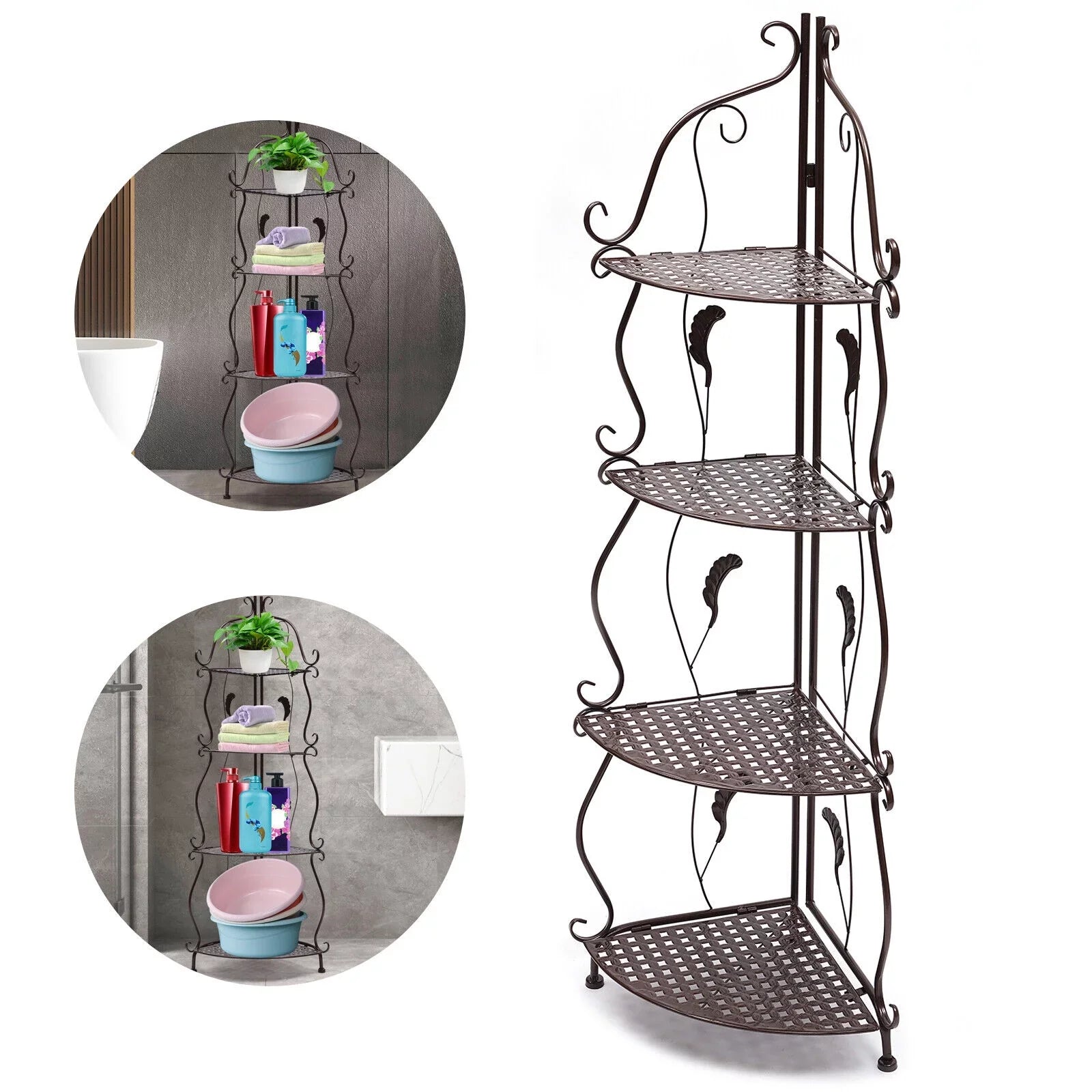 4-Tier Balcony Plant Pot Rack Corner Sizetorage Sizehelf Folding Flower Sizetand