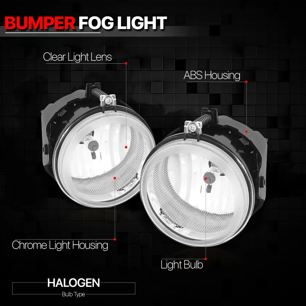 Clear Lens Fog Lights Bumper Driving Lamps for 05-10 Dodge Challenger/Charger Fits select: 2008-2010 DODGE GRAND CARAVAN, 2005-2009 CHRYSizeLER TOWN & COUNTRY
